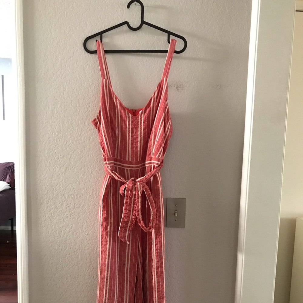 Red & White Striped Jumpsuit